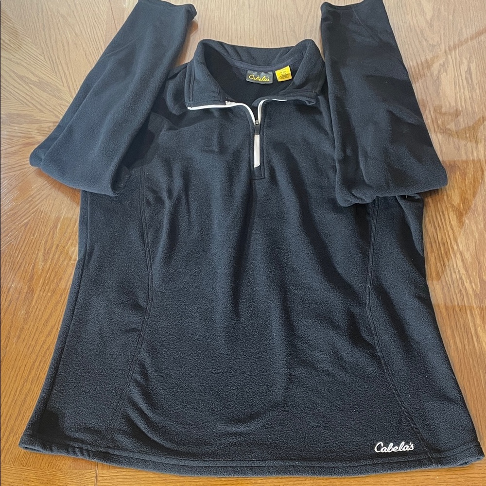 Cabelas Sweater Womens Large Black Fleece Zip Hunting Sweatshirt Jacket Midlayer